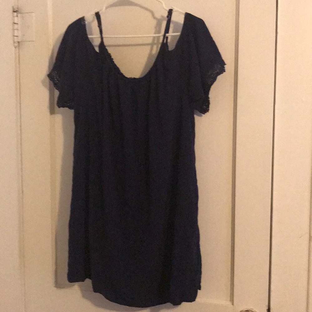 Navy cold shoulder dress